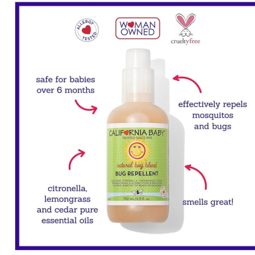 California Baby Natural Bug Spray | DEET Free Mosquito Repellent | Baby + Kids Bug Spray | Citronella Spray | Great Smell | 192 mL / 6.5 oz.