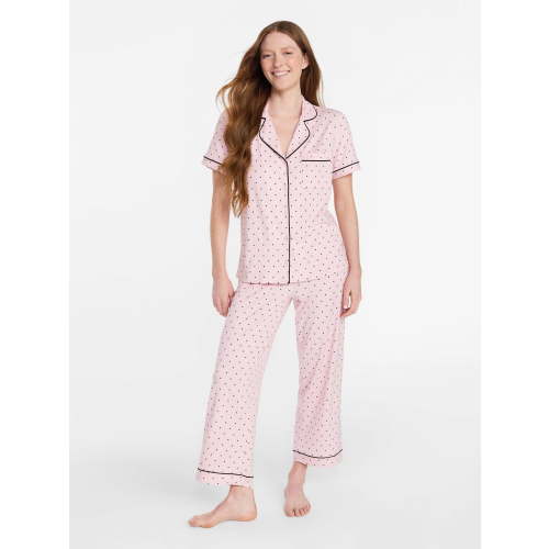 Joyspun Women's Dreamy Soft Collection Notch Collar Top and Capri Pants Pajama Set, 2-Piece, Sizes XS-3X