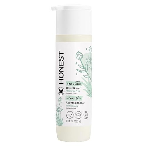 The Honest Company Silicone-Free Conditioner, Gentle, Hypoallergenic, Naturally Derived Ingredients, Fragrance-Free for Sensitive Skin, 10 fl oz