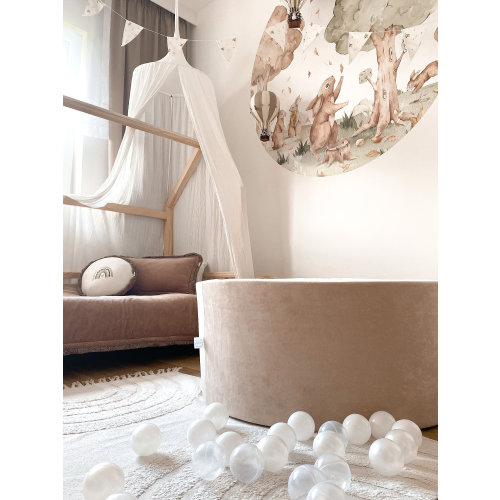 Cotton Velvet Beige | Pit Round +300 Balls included Baby Foam Round Ball Pit | Ball Pit Toddler |Ball Pit Foam, Ball Pit Kids | Ballenbad