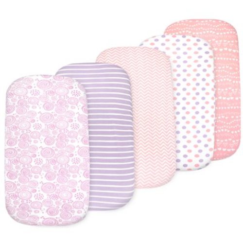 Baby Bassinet Sheet Set for Boy and Girl, 2 Pack Organic Cotton Universal Fitted Bedding Cover for Oval, Hourglass & Rectangle Bassinet Mattress, Fitted Sheets Size 32 x 16 x 4 Inches