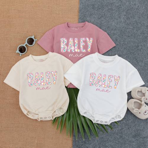 Customized Name Baby Romper,Sweatshirt Bodysuit, Personalized Bubble Romper, Baby Shower Gift, Minimalist Baby Birthday, Baby Christmas Gift