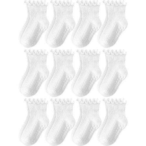 Toddler Girls Socks 12 Pack Grip Kids Cotton Socks for Toddlers 6M-7Years