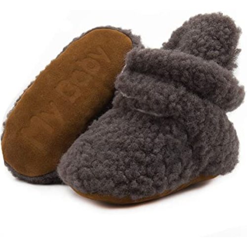 0-6 Months ohsofy Newborn Baby Cotton Booties Stay On Slipper Winter Warm Soft Shoes Non-Skid Infant Ankle Boots Crib Shoes