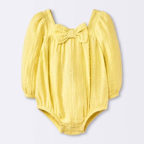 Baby Girls' Bow Romper - Cloud Island™ Yellow Newborn