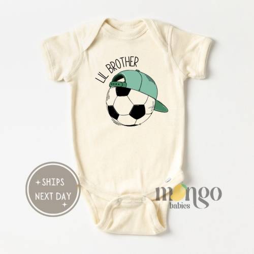 Soccer Little Brother Baby Onesies® Brand Cute Brother Announcement Brother Surprise for Baby Shower Gift for Baby Brother Soccer Tee 2230