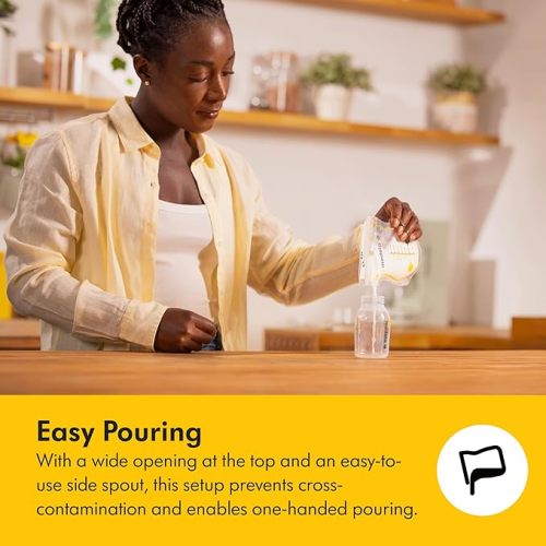 Medela Easy Pour Breastmilk Storage Bags 200 Count 7oz/210ml Disposable, Leakproof, Fast Freeze, Breast Milk Protection Recyclable & BPA Free