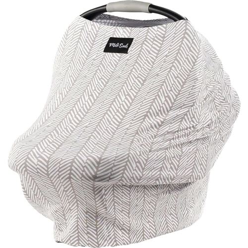 Milk Snob Original 5-in-1 Cover - Added Privacy for Breastfeeding, Baby Car Seat, Carrier, Stroller, High Chair, Shopping Cart, Lounger Canopy - Newborn Essentials, Nursing Top, Herringbone