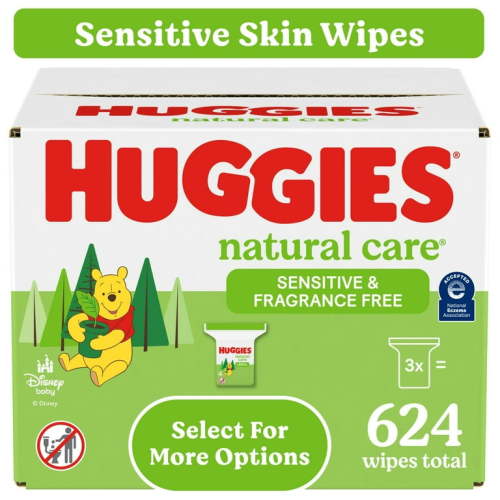Huggies Natural Care Sensitive Baby Wipes, Unscented, 3 Refills, 624 Total Ct (Select for More)