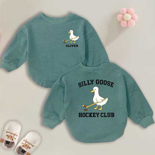 Silly Goose Hockey Romper, Funny Hockey Baby Outfit, Funny Goose Newborn Clothes, Baby Announcement, Gift for Sports Fan