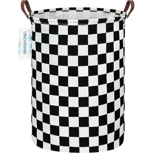 LANGYASHAN Laundry Basket Canvas Fabric Collapsible Organizer Basket for Storage Bin Toy Bins Gift Baskets Bedroom Clothes Children Nursery Hamper (Racing flag)