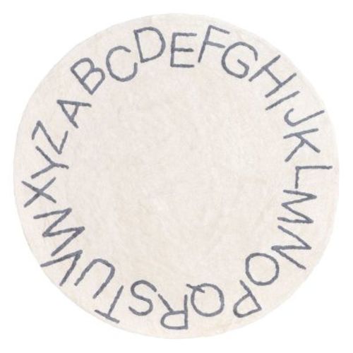 Nuloom Alphabet Pet Friendly Machine Washable Round Rug, Round 4', Grey