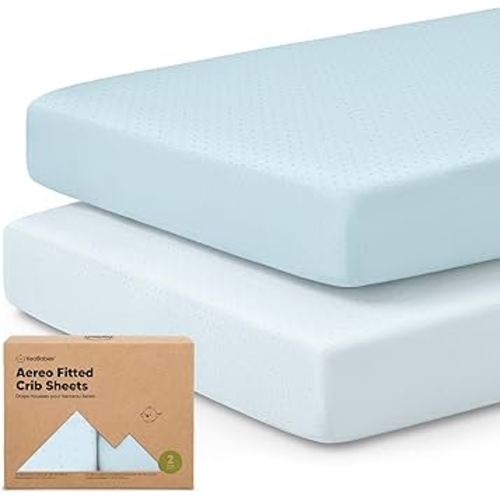 KeaBabies 2-Pack Fitted Crib Sheets for Boys, Girls, Baby - Soft Bamboo Viscose Cotton, 52x28 Standard Crib Mattress Sheets, Toddler Bed Mattress Cover, Gender Neutral, Breathable, Durable (Glacier)