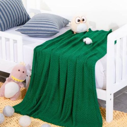 Bamboo Cable Knit Toddler Blanket, Soft And Breathable Touch Baby Blanket, 30x40 Inches, Yellow - Ntbay