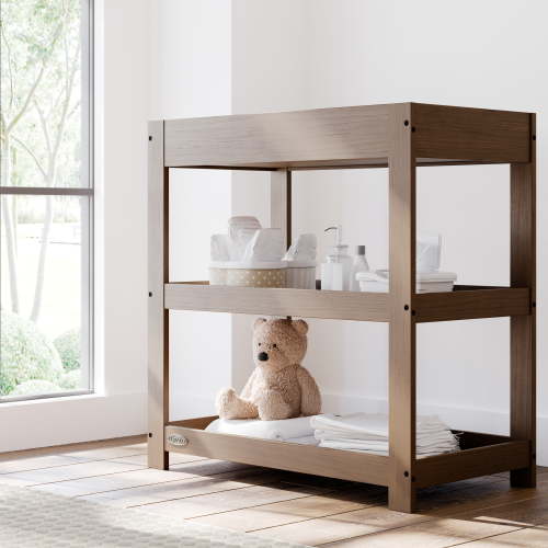 Graco Customizable Infant Changing Table with Changing Pad, Hazelnut