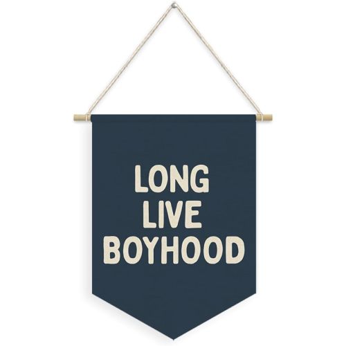 Dilemat Navy Blue Boys Room Decor,Long Live Boyhood Pennant Flag Banner
