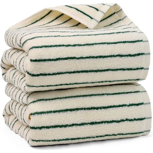 Jacquotha Green Striped Bath Towels Set of 2