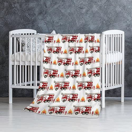 SUPERICH Fire Truck Fireman Baby Blanket Gifts Super Soft Swaddle Newborn Cozy Baby Receiving Blanket Stroller Throw Blanket for Crib 40x30 in forBaby/Puppy