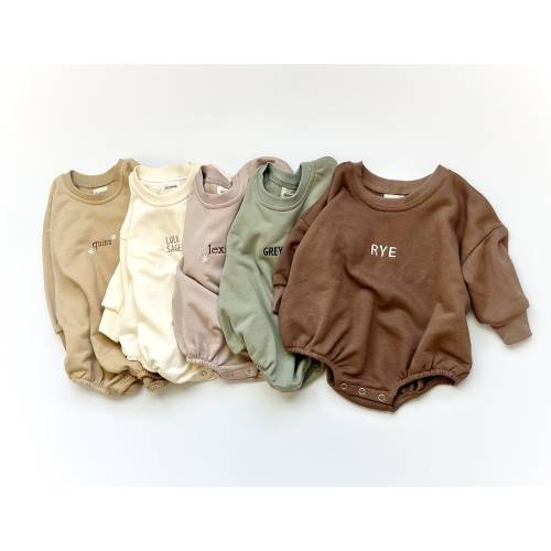 Personalized Sweater Bubble Romper, Embroidered Oversized Sweatshirt Romper, Gender Neutral Bubble Romper, Customized Baby Gift