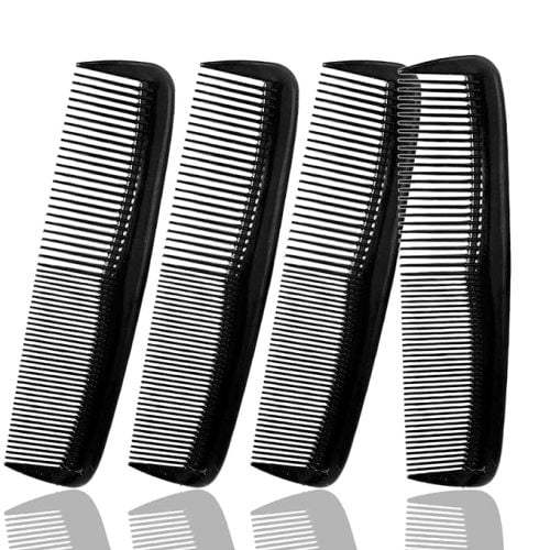 Soft 'N Style Hair Care 4-Pack Comb - Not Breakable - mens comb/fine tooth comb/peines para cabello - Black