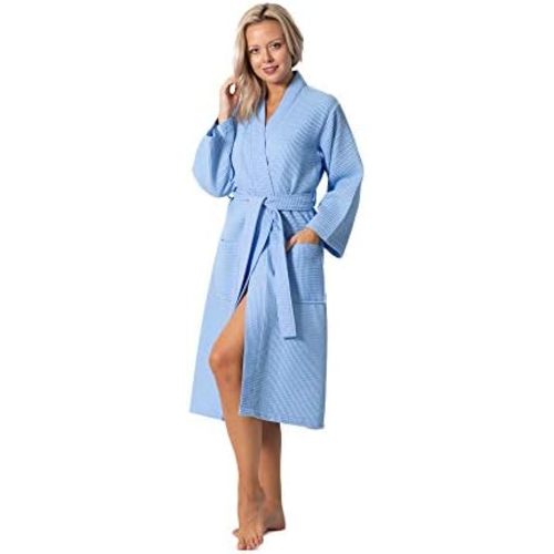 Turkish Linen Waffle Knit Lightweight Kimono Spa & Bath Robes for Women - Quick Dry - Soft