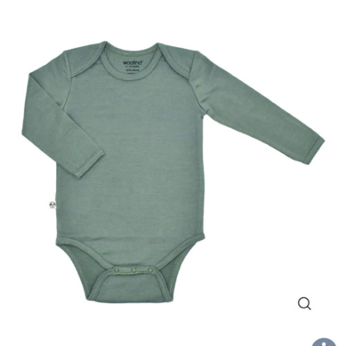 Baby Bodysuit, Long Sleeve, Merino Wool, Sage