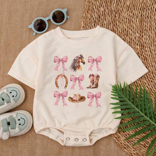 Coquette Pink Bow Horse Romper, Coquette Horse Baby Bodysuit, Coquette Cowgirl Shirt, Western Graphic Newborn, Cowgirl Boots Baby Bodysuit