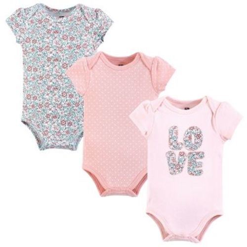 Hudson Baby Girls Cotton Bodysuits, Love Floral, 6-9 Months