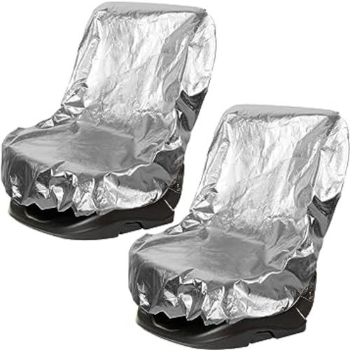 2 Pcs Car Seat Sun Shade Cover Car Seat Cooler Toddler Car Seat Cover Heat Protector Reflective Baby Seat Covers Keep Baby Cool and Child Safety for Travel (Elastic Style,Aluminium Film)