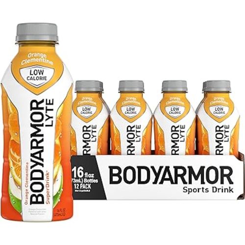 BODYARMOR LYTE Sports Drink Low-Calorie Sports Beverage, Orange Clementine - Orange Citrus, Coconut Water Hydration, Natural Flavors With Vitamins, Potassium-Packed Electrolytes, Perfect For Athletes, 16 Fl Oz (Pack of 12)