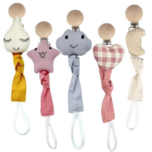 Pacifier Clips - 5 Pack Paci Holder Baby Boys Girls - B