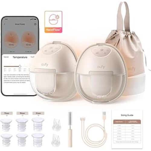 eufy Heated Wearable Breast Pump S1, Hands-Free Breast Pump with Industry-Leading HeatFlow™ Tech, App-Controlled OptiRhythm™, Hospital-Grade Suction, Leakproof, Slim and Ultra-Quiet for in-Bra Use