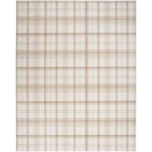 Grafix Ivory Beige 8 ft. x 10 ft. Plaid Contemporary Area Rug