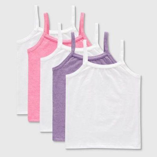 Hanes Toddler Girls' 5pk Camisole - White/Pink/Purple 4T: Sleeveless Tank Tops