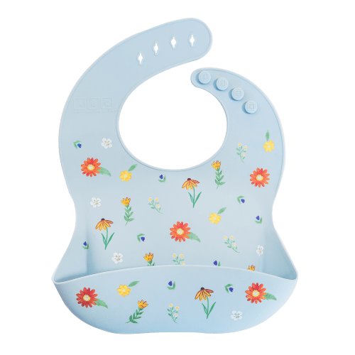 Silicone Bib Wildflower Chambray Blue – Austin Baby Collection