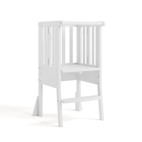 Storkcraft Toddler Standing Tower Kitchen Step Stool (White) – GREENGUARD Gold Certified, Solid Wood Quality Craftsmanship, Foldable Toddler Learning Tower, Kids Montessori Step Stool
