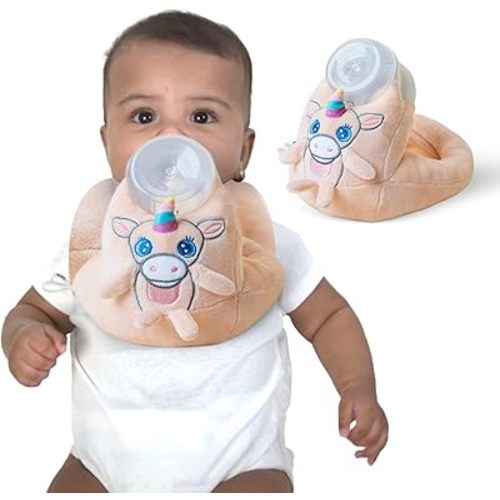 Bottle Holder for Baby - Unicorn - Promotes Motor Skill Development and Independence - Soft with Secure Adjustable Velcro Closure