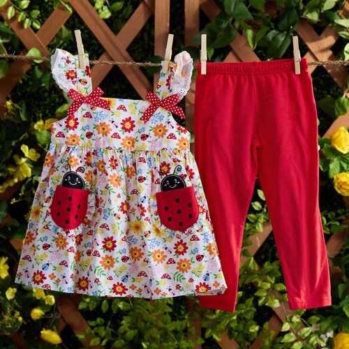 Toddler Lady Bug Pocket Legging Set