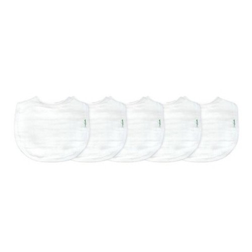green sprouts Organic Cotton Muslin Bibs 5pk - White