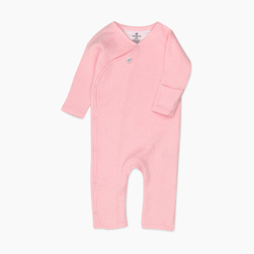 Honest Baby Clothing Organic Cotton Matelasse Side Snap Coverall - Pink, 0-3 M