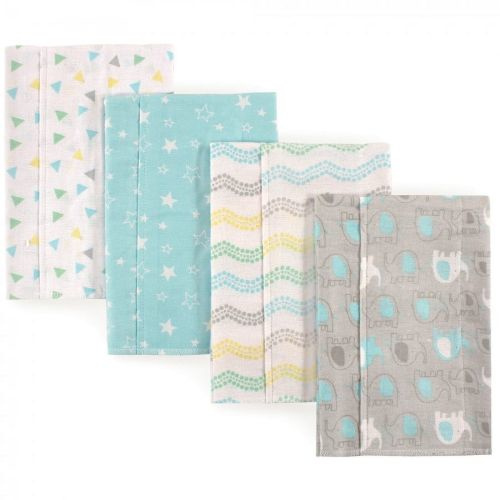 Luvable Friends Baby Cotton Material Clothes: Flannel Burp Cloths 4pk, Basic Elephant, One Size