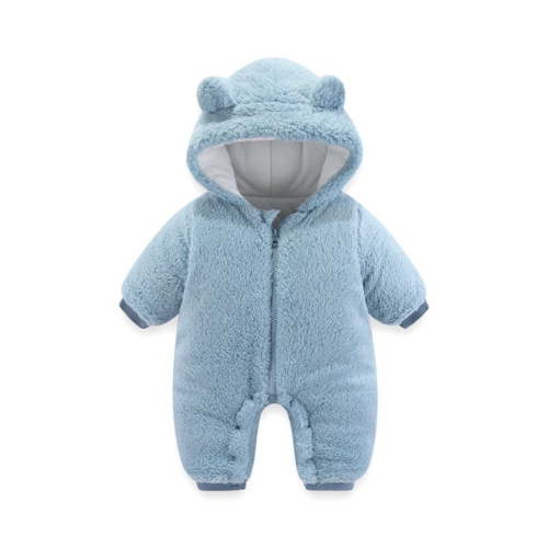 XFHLMJFF Onesies 0-3 Months Unisex Bear Ears Jumpsuit Hooded Baby Boys Girls Long Sleeve Winter Coat Solid Color Warm Thick Bodysuit