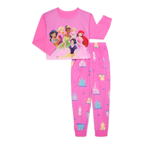Disney Princess Girls Long Sleeve Top and Pants Pajama Set, 2-Piece, Sizes 4-12
