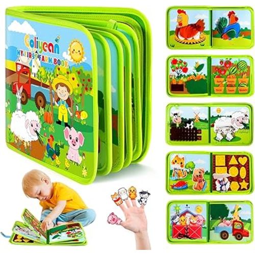 Busy Book for Toddlers 1-3, Montessori Toys Busy Board for 1 Year Old Boy Girl Birthday Gift, Educational Learning Sensory Felt Quiet Activity Book for One Year Old Baby Travel 1-2