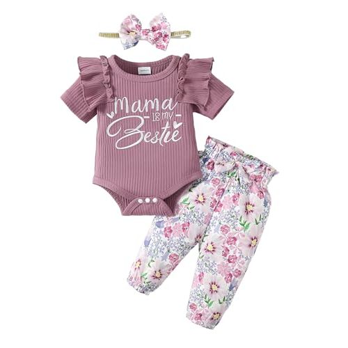 Infant Baby Girl Clothes Newborn Girl Outfit Long Sleeve Romper Pants Set Cute Baby Clothes for Girls Fall/Winter
