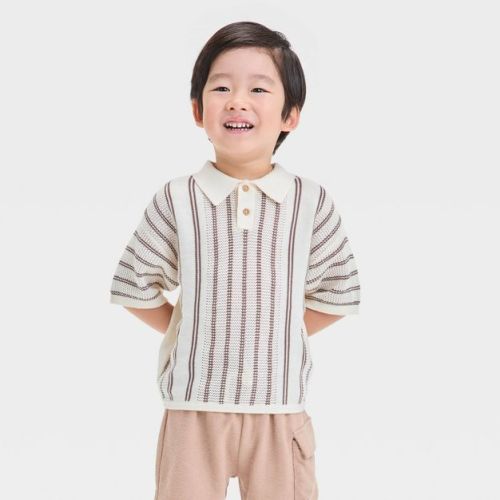 Grayson Mini Toddler Boys' Polo Knit Sweater - Off-white 18m