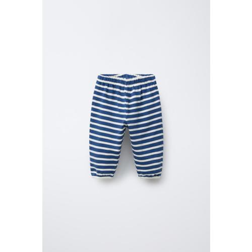 KNIT STRIPE PANTS - Ecru / Blue | ZARA United States