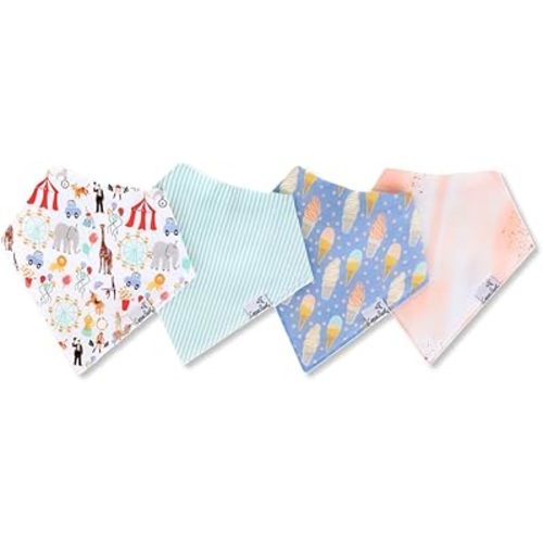 Copper Pearl 4 Pack Soft Cotton Baby Bibs for Drooling and Teething, Absorbent Drool Bibs for Baby Girl and Boy, Adjustable to Fit Newborns to Toddlers, Tons of Styles (Bailey)