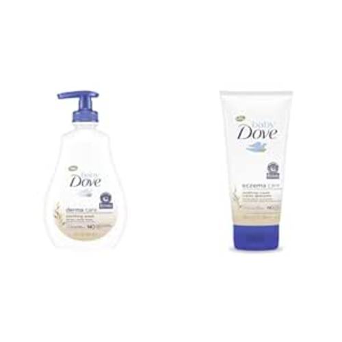 Baby Dove Derma Care Soothing Wash 13 oz and Soothing Cream 5.1 oz Eczema Care Set for Sensitive Skin - Soothing Wash + Eczema Care Cream