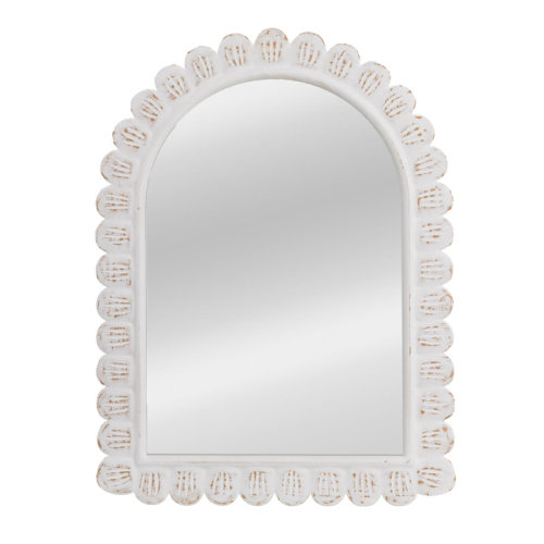 Rowena Interiors Alice Arched Raised Scallop Pattern Wood Wall Mirror | Wayfair